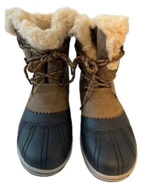 Lace-Up PAWZ Lined Winter Duck Boots Hickory Brown Black Women’s Size 10